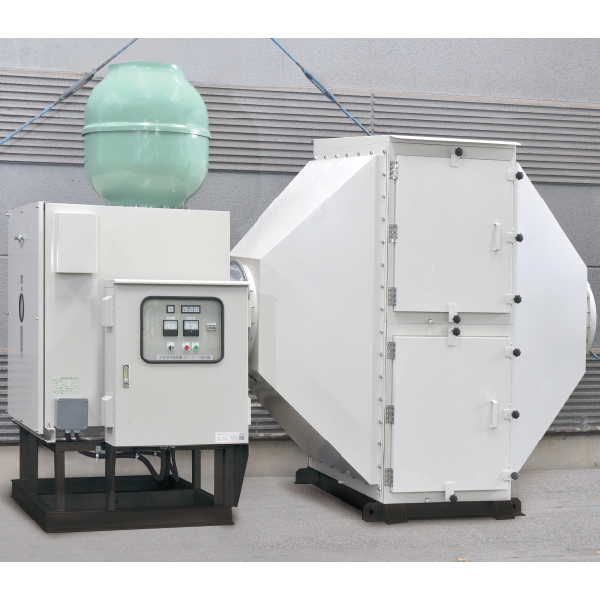 屋外に設置された乾式スクラバー